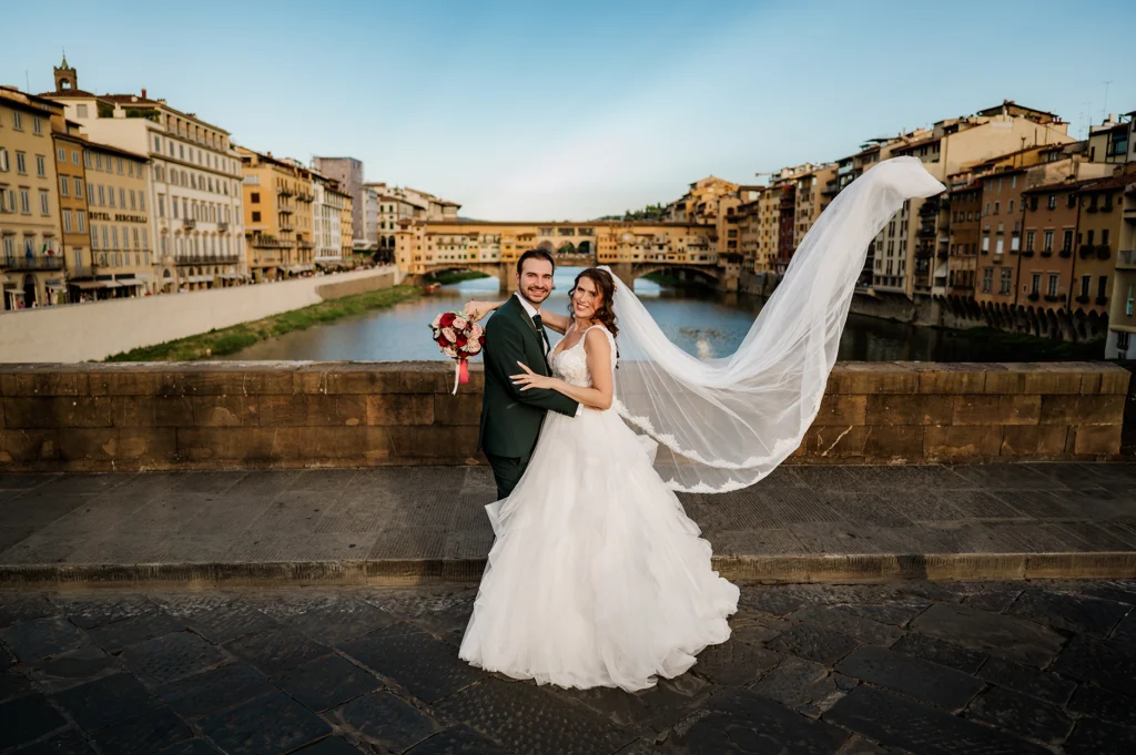 sposi velo e ponte vecchio